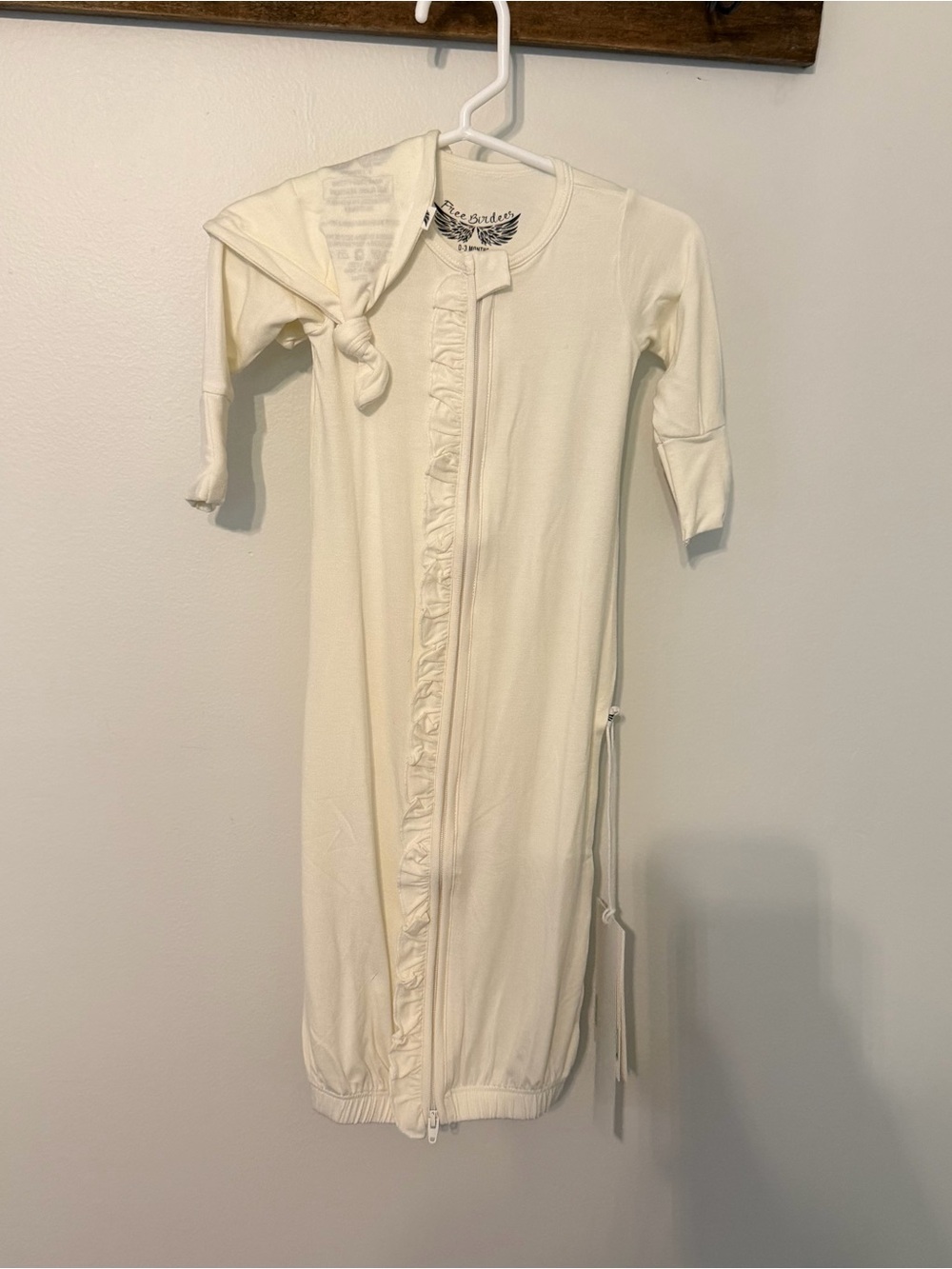 Free Birdees Bamboo Ruffle Convertible Gown 0-3 Months Ivory